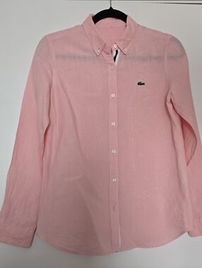 🐊Lacoste Linen Unisex Light Pink Button-Down Shirt